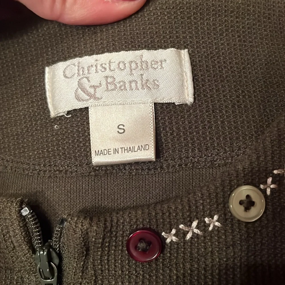 EUC Christopher & Banks olive green for zip cardigan - Picture 12 of 14